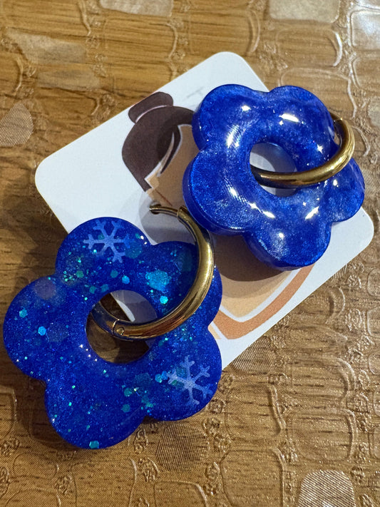 Boucles d'Oreilles Pampilles Fleur Bleue Paillettes - CAPUCINE