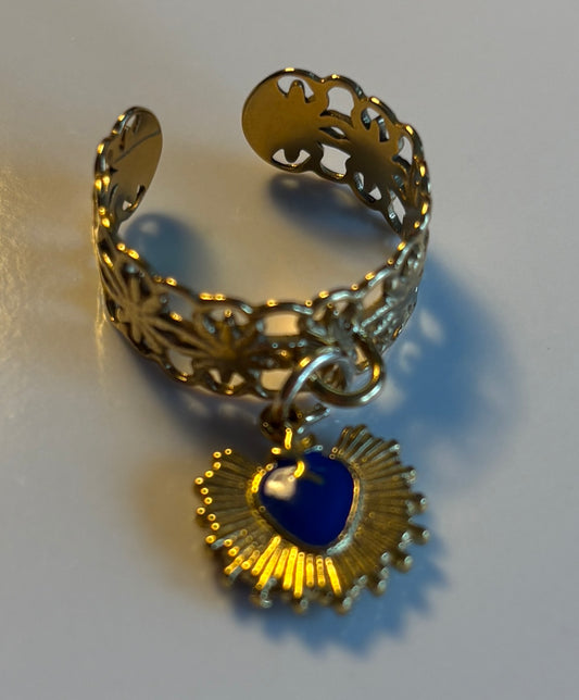 Bague Dorée avec Pendentif Couronne Dorée